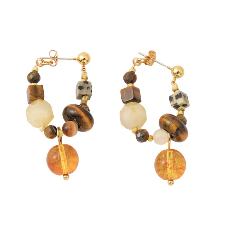 Vintage Natural Stone Bead Loop Earrings