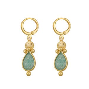 Vintage Teardrop Natural Stone Dangle Huggie Earrings