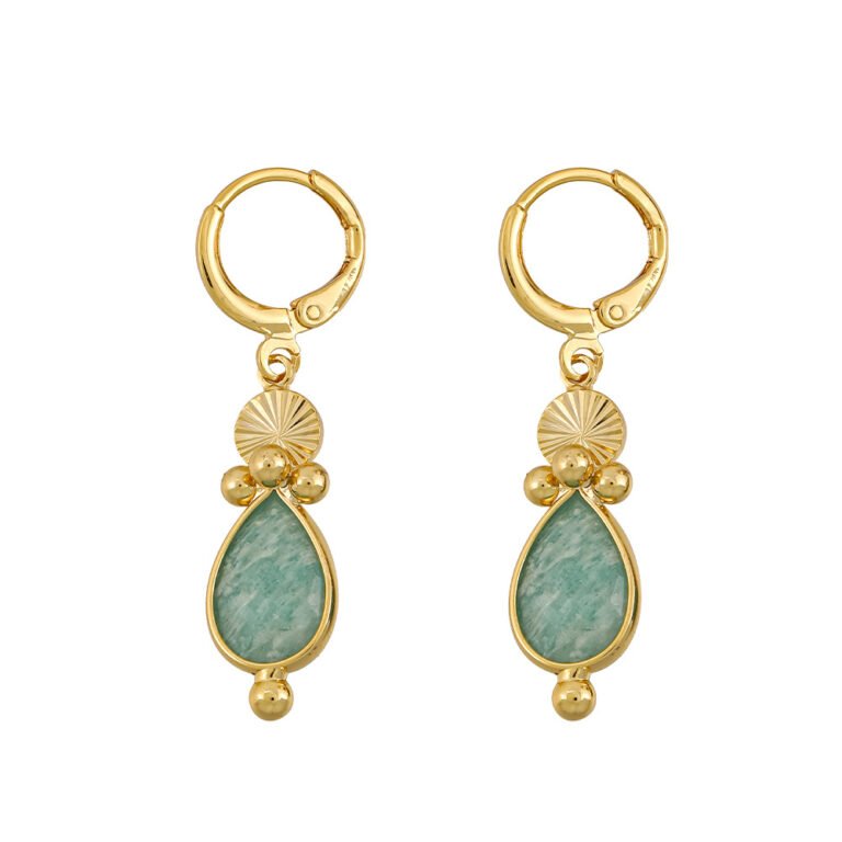 Vintage Teardrop Natural Stone Dangle Huggie Earrings