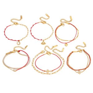Dual-Layer Red String Zircon Stainless Steel Bracelet