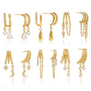Dainty Pave Zircon Asymmetric Huggie Earrings