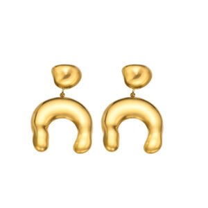 Chunky Double Layer Irregular U Shape Drop Earrings