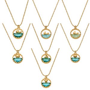 Ocean Whale Blue Crystal 18K Gold Stainless Steel Necklace