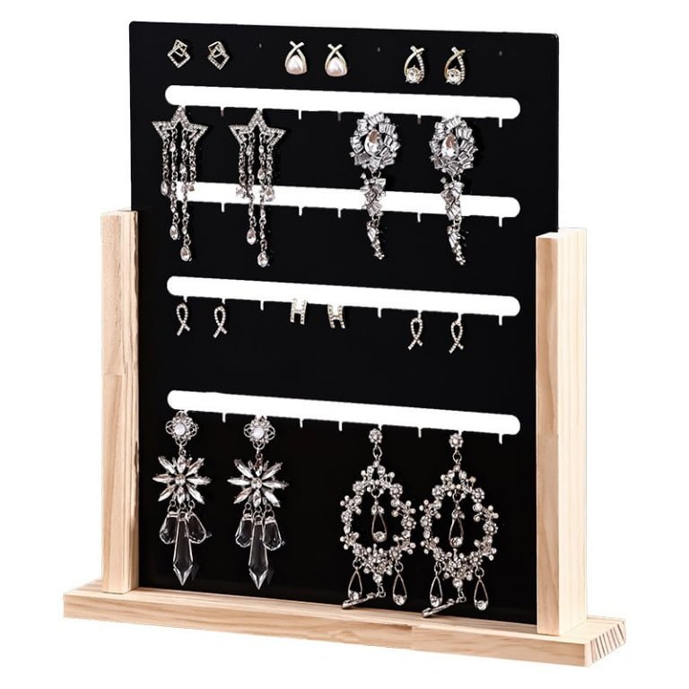 Minimalist Acrylic & Natural Wood Earring Display Stand
