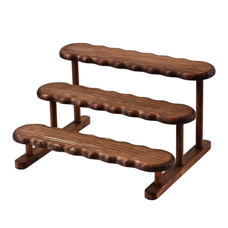 Rustic Scalloped Edge Tiered Wood Display Stand