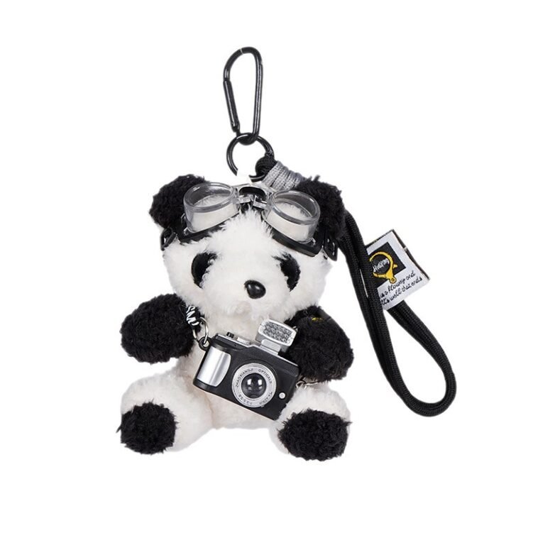 Plush Panda Photographer Bag Charm with Lanyard