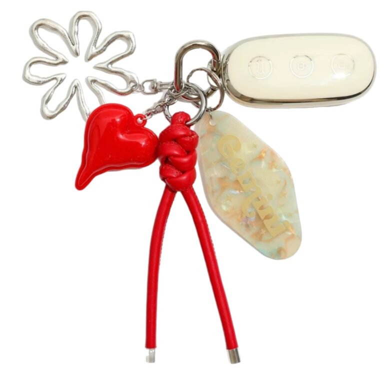 Multi-Element Heart & Pearlescent Tag Bag Charm