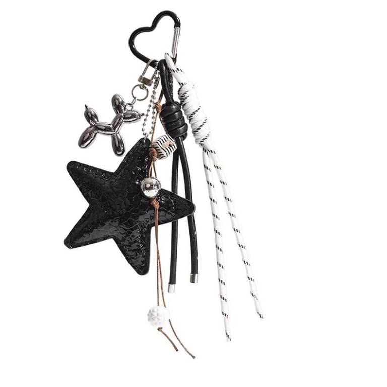 Multi-Element Textured Star & Balloon Dog Bag Charm