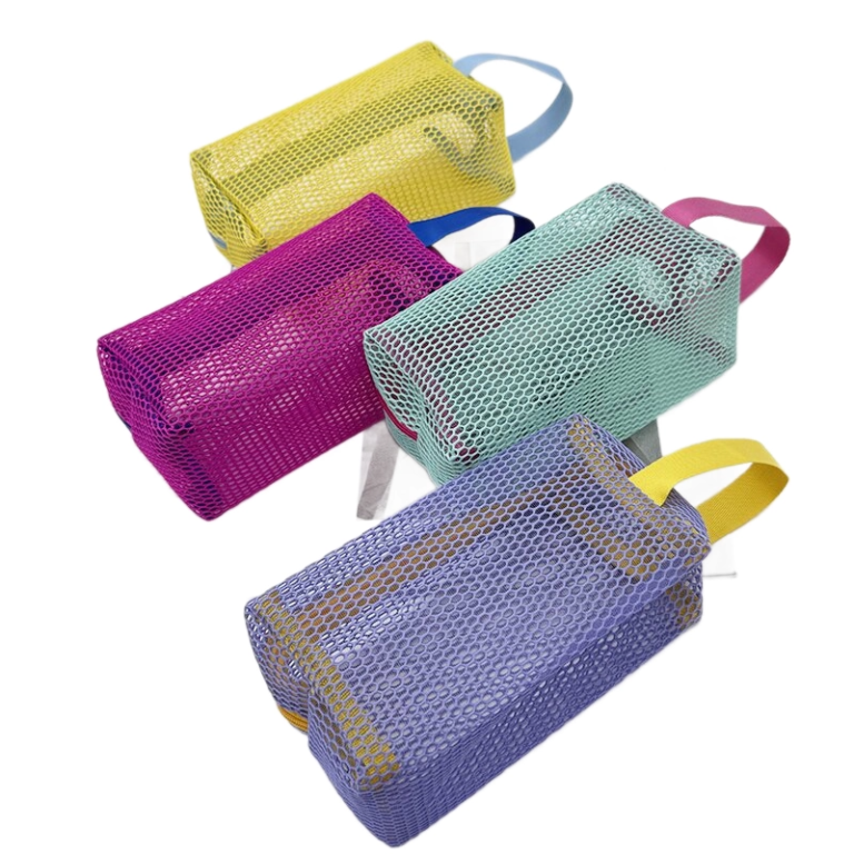 Vibrant Mesh Rectangular Utility Pouch with Contrast Handle