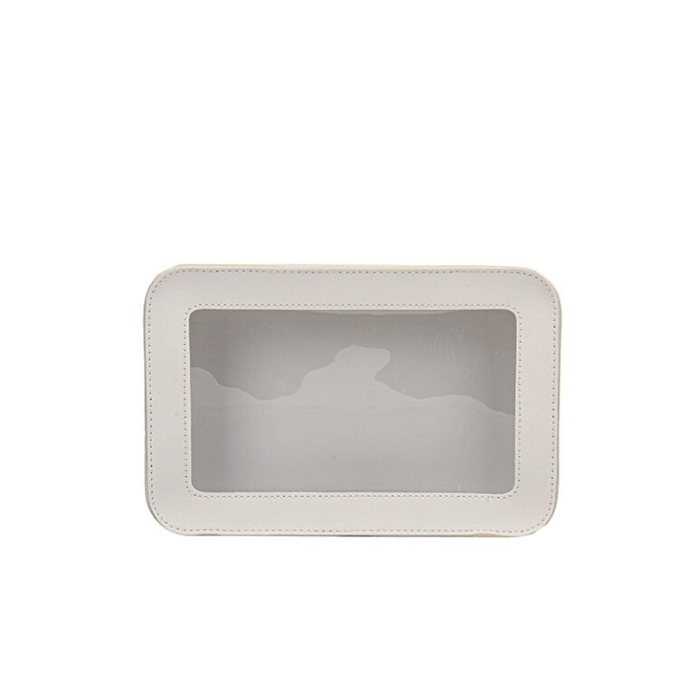 Structured Faux Leather Cosmetic Pouch with Clear Display Window