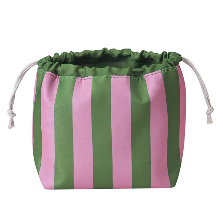 Striped Convertible Drawstring Cosmetic Pouch