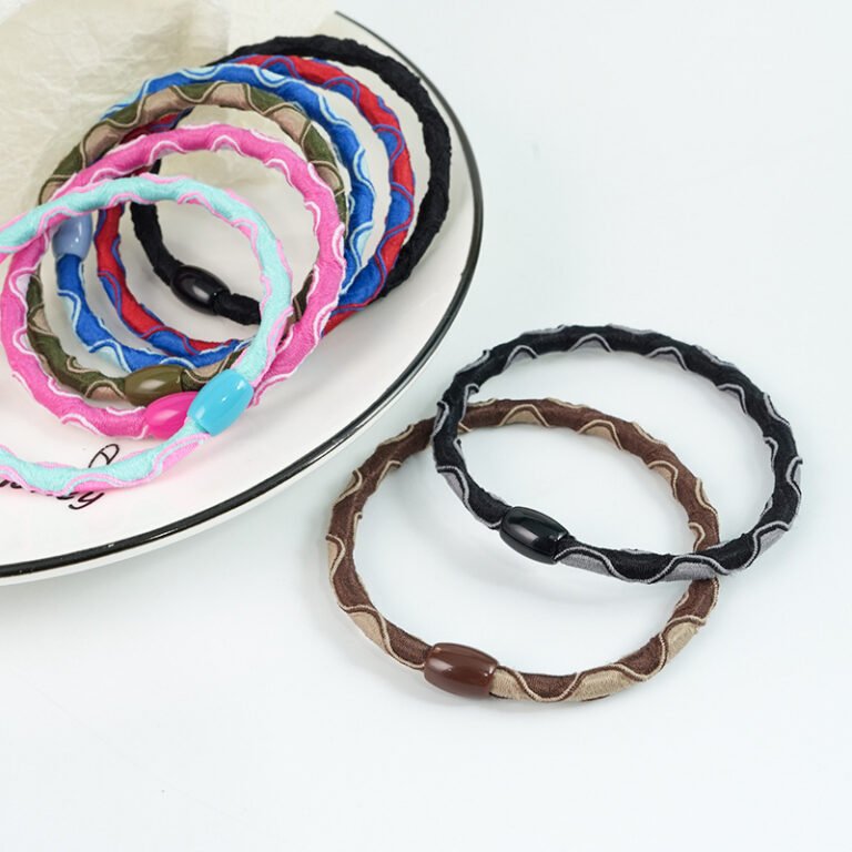 9 Colors Wave Edge Thin Fabric Elastic Hair Ties