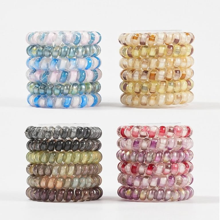 Translucent Tortoiseshell Marbled Spiral Coil Telephone Cord Hair Ties