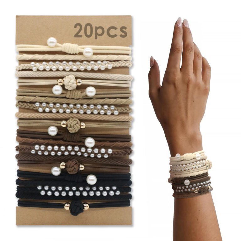 20-Piece Mixed Texture Pearl Braided Elastic Hair Tie and Bracelet Set