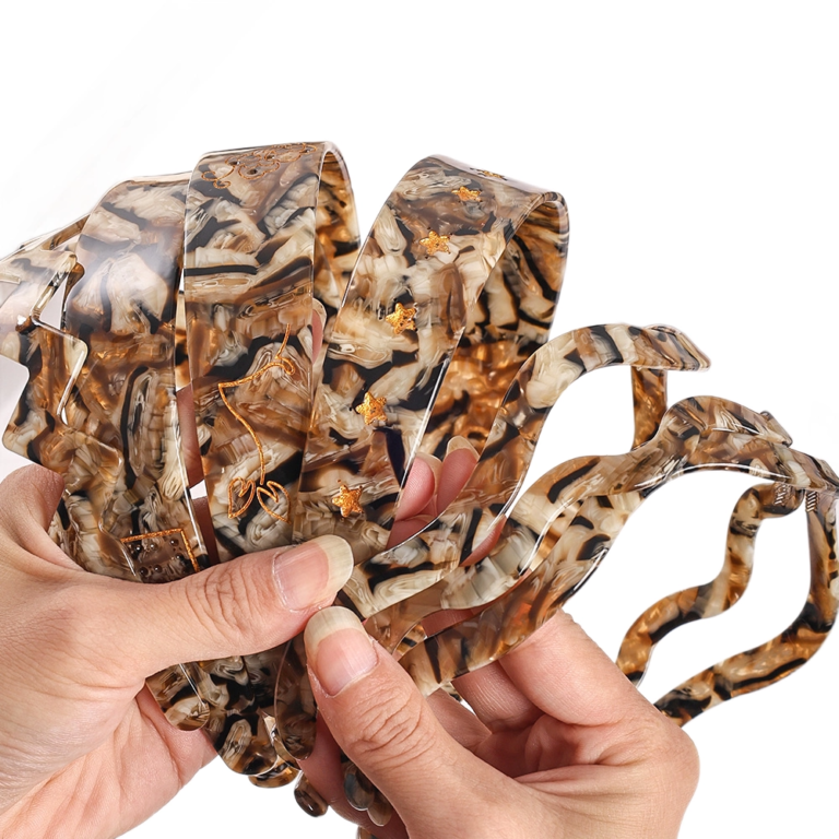 7 Shapes Tortoise Marbled Gold Star Acetate Headband Set