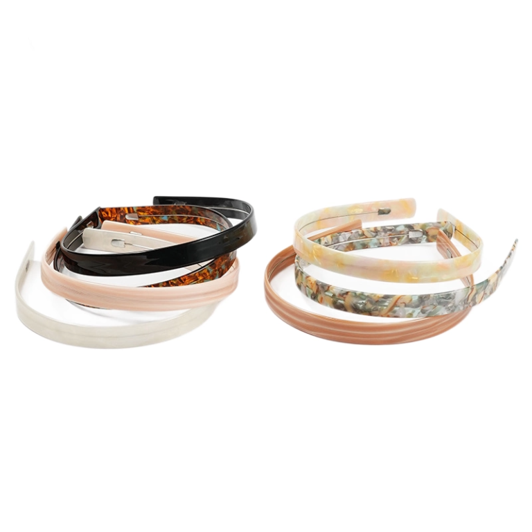 6 Colors Thin Marbled Acetate Adjustable Metal Headbands