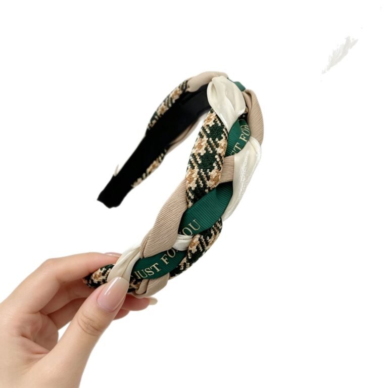 3 Preppy Plaid Letter Ribbon Braided Wide Fabric Headbands