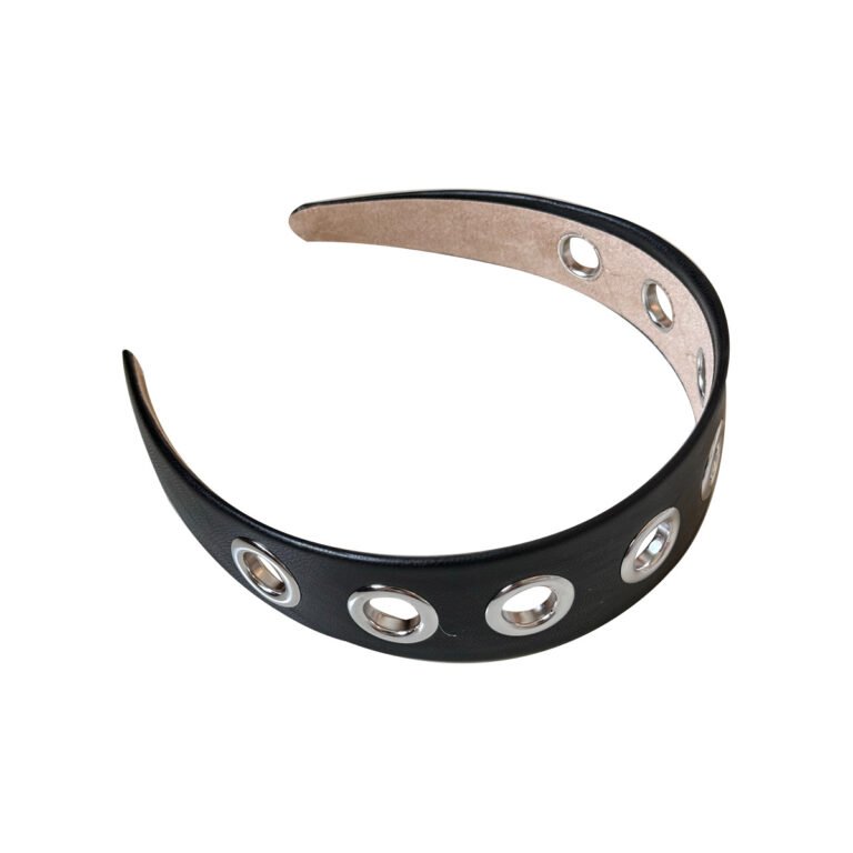 6 Colors Hollow Metal Eyelet Wide PU Leather Headbands