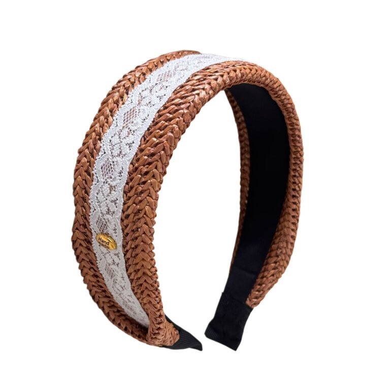 6 Styles Lace Spliced Hand Woven Straw Wide Headbands