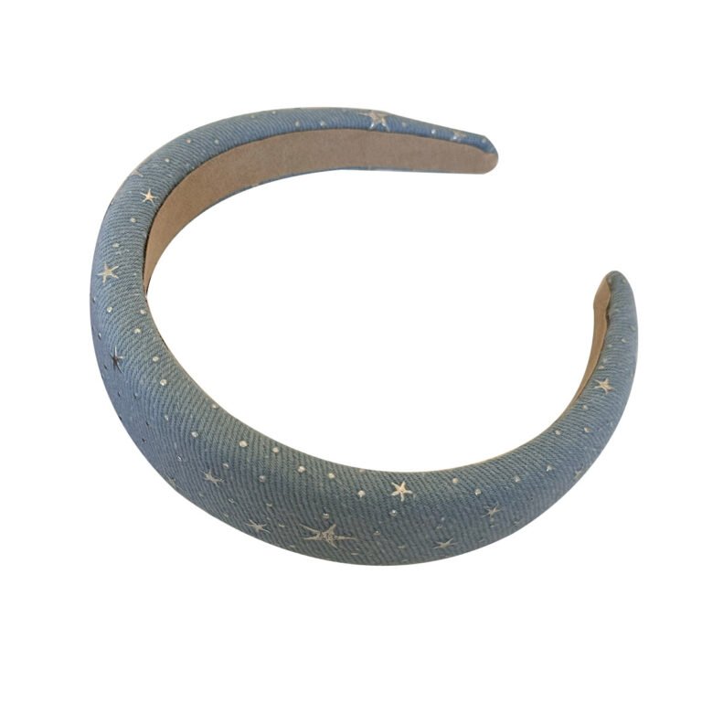 3 Tones Star Print Padded Denim Wide Headbands