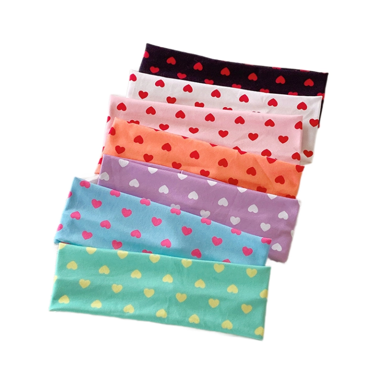 7 Colors Heart Print Soft Knit Wide Sports Headbands