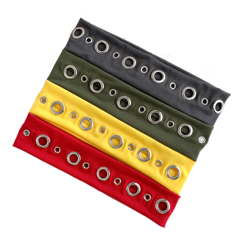 6-Color Metal Eyelet Punk Wide Stretch Headbands