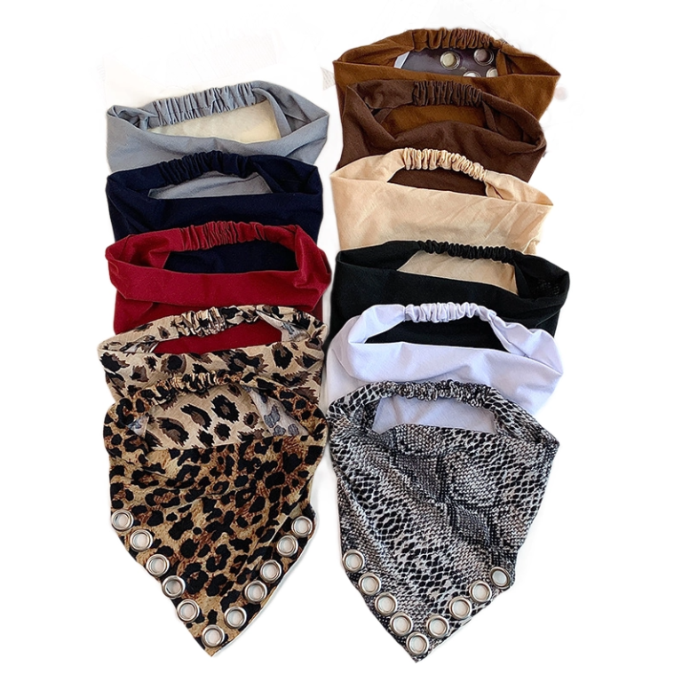 10 Colors Animal Print Rivet Elastic Triangle Bandanas