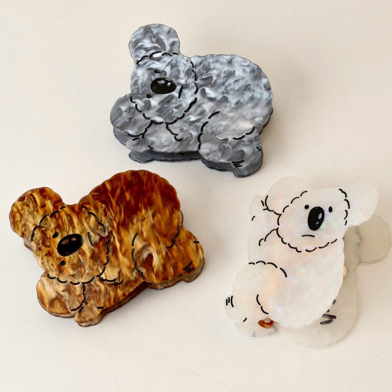3 Colors Cartoon Koala Marbled Acrylic Hair Claw Clip