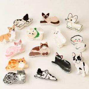 12 Styles Cartoon Cat & Dog Acrylic Animal Hair Claw Clip