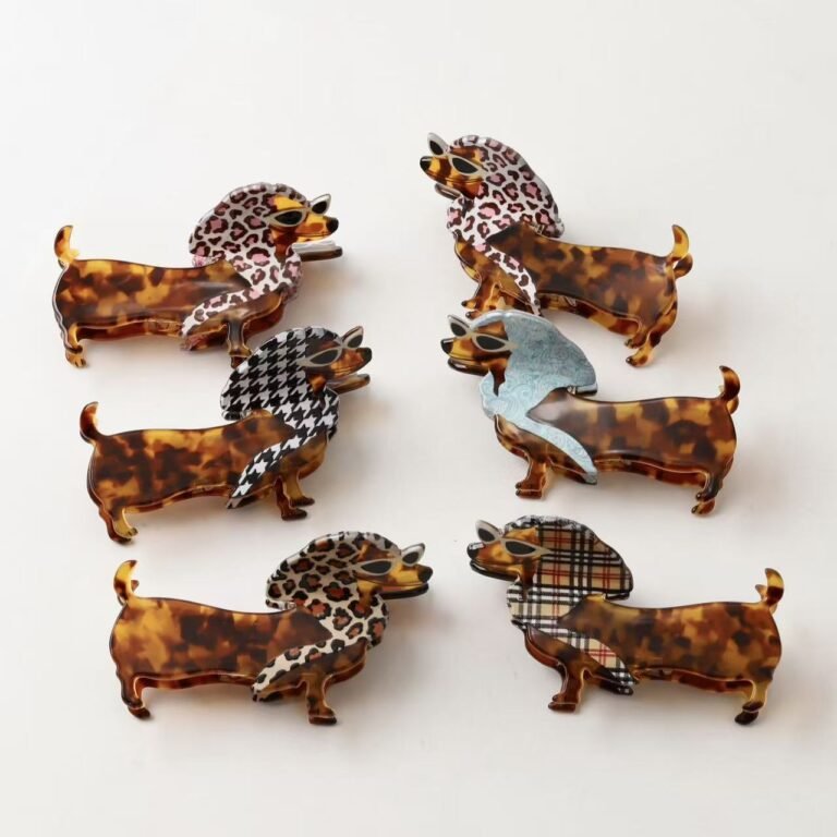 6 Patterns Retro Dachshund Tortoise Acetate Hair Claw Clips