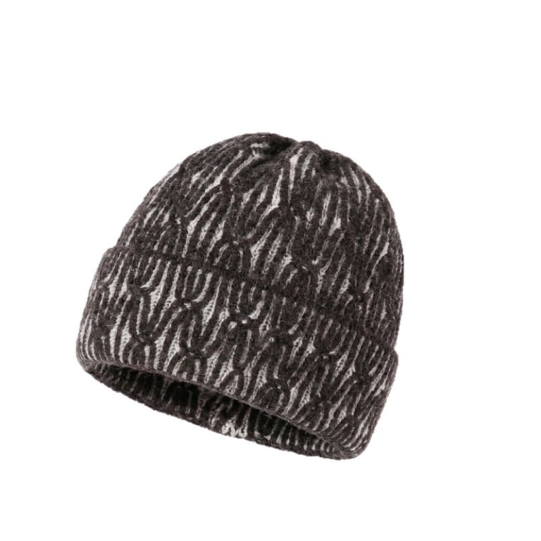 Two-Tone Wavy Textured Knit Cuffed Winter Beanie