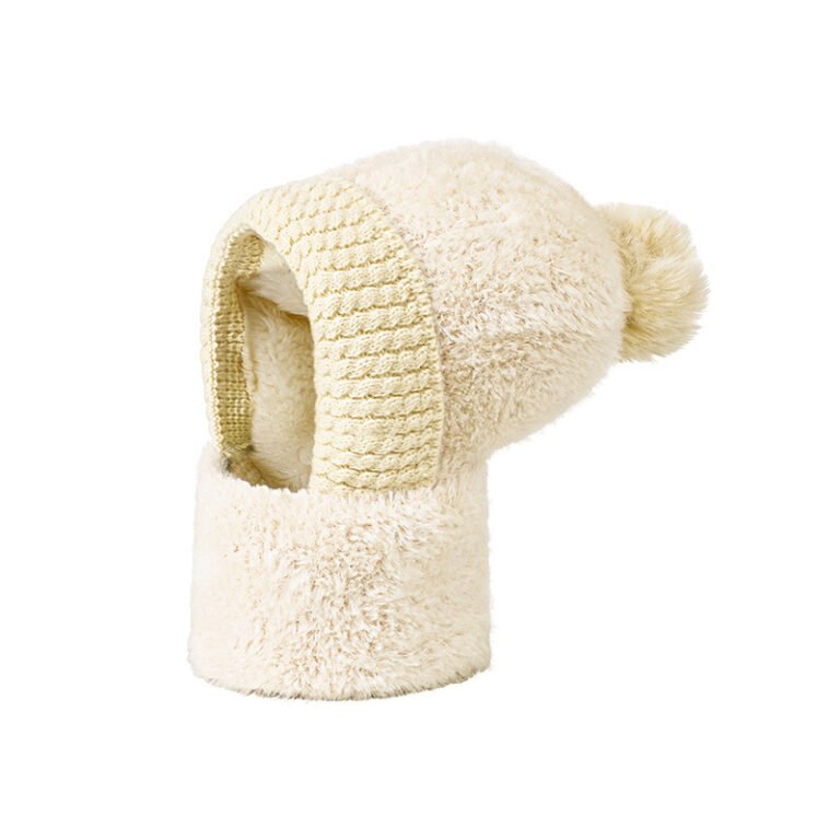 Dusty Faux Fur Balaclava Hood with Ribbed Knit Face Trim