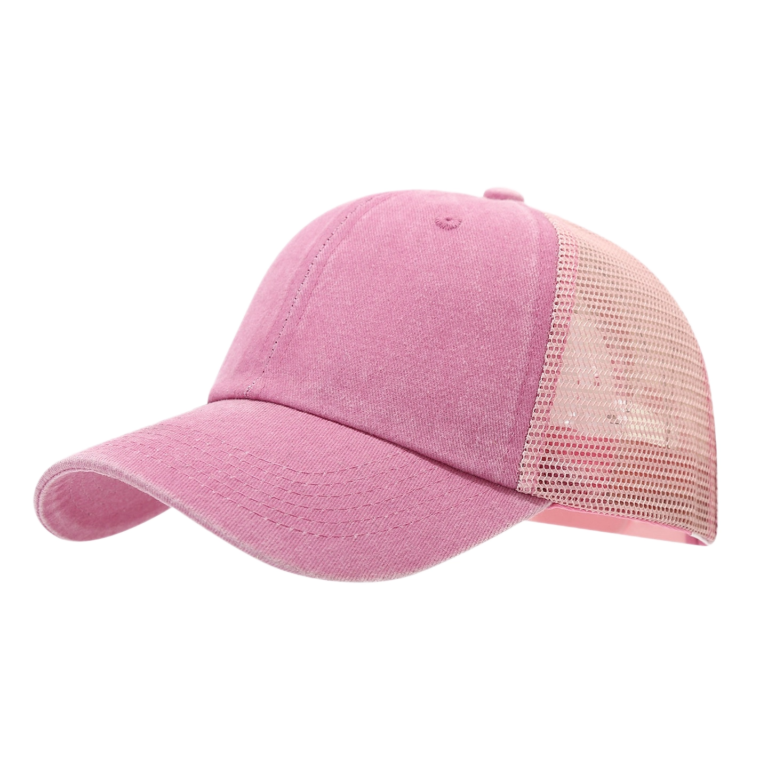 Blank Washed Cotton Vintage-Style Mesh Trucker Hat