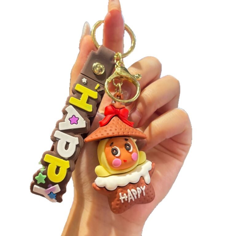 Kawaii Sweet Treat & “Happy” Strap PVC Keychain