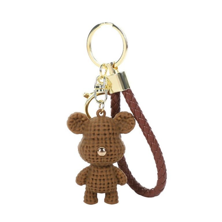 Textured 3D Bear & Braided Strap Keychain Assortment