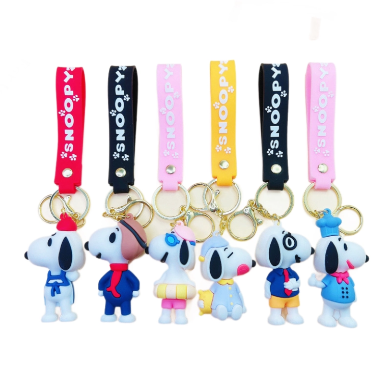 3D Cartoon Dog Character & Branded Strap Keychain Assortment