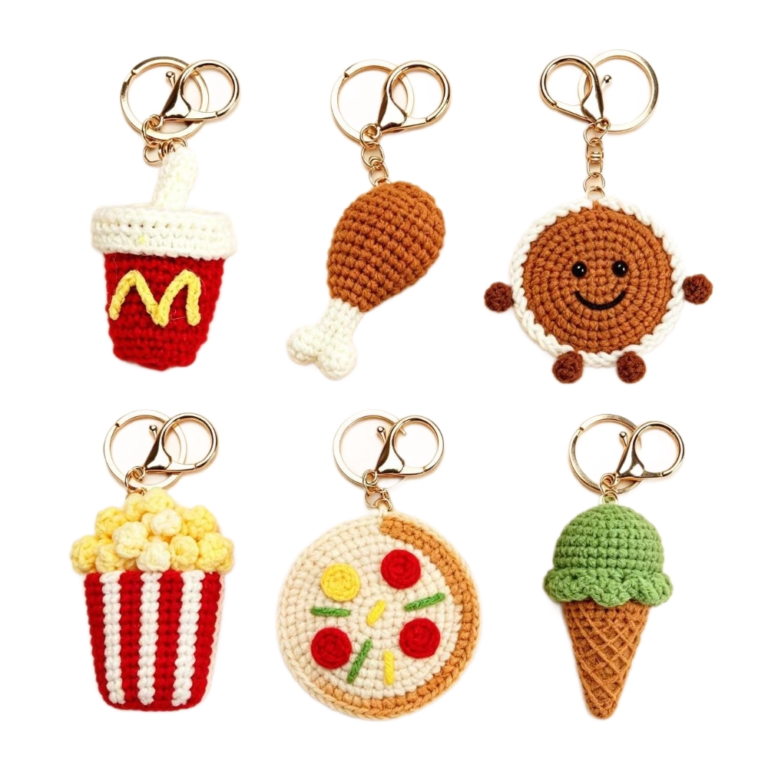 Handmade Crochet Fast Food & Snack Keychain Assortment