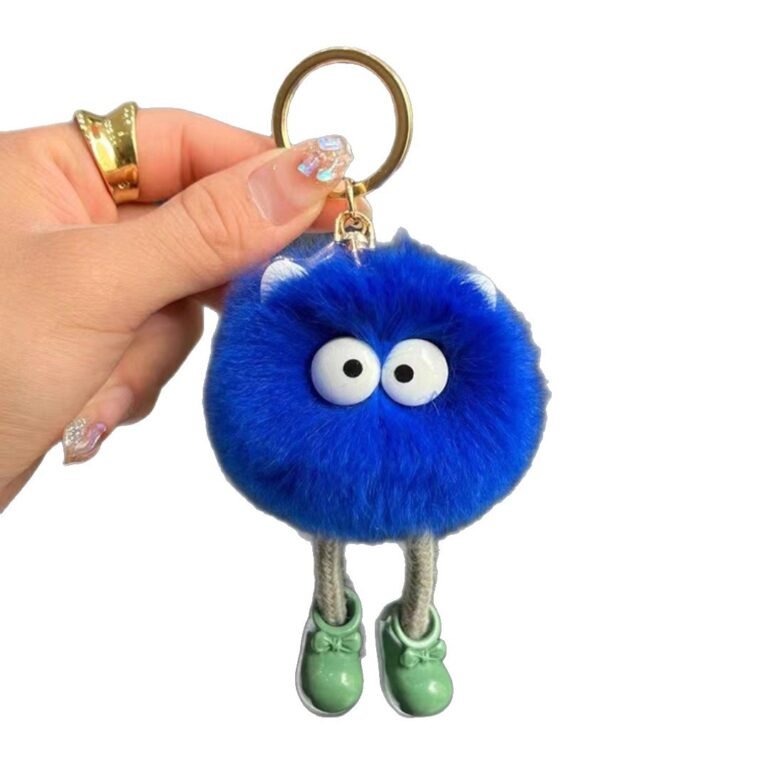 Fluffy Monster Pom-Pom Character Keychain