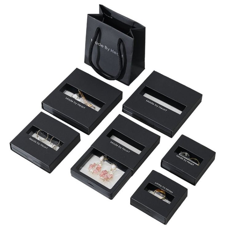 Premium Matte Black Windowed Jewelry Packaging Collection