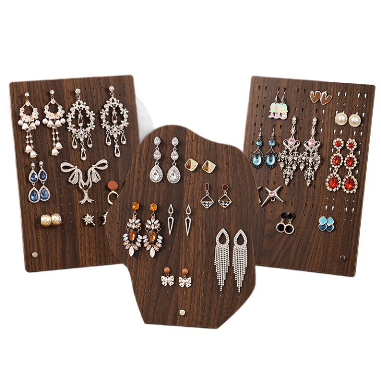 Rustic Wood Grain Jewelry Display Stand Assortment