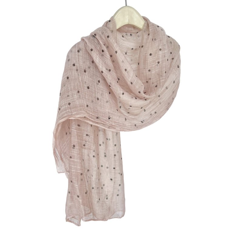 Lightweight Crinkled Sheer Polka Dot Scarf in Earth Tones