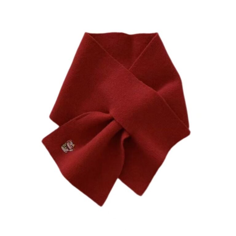 Minimalist Solid Knit Pull-Through Keyhole Neck Warmer with Butterfly