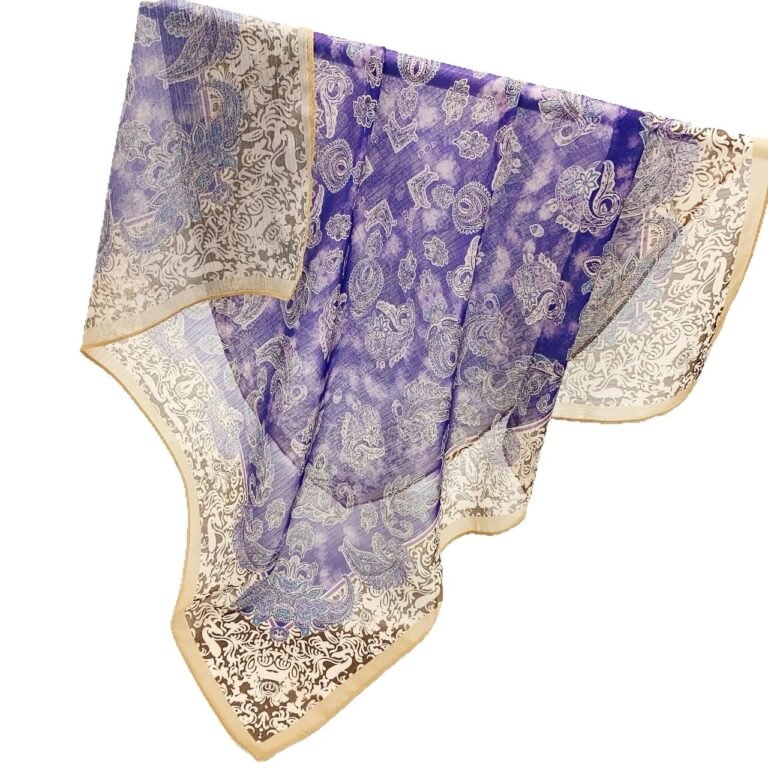 Large Square Monochrome Chain Print Silk-Like Scarf