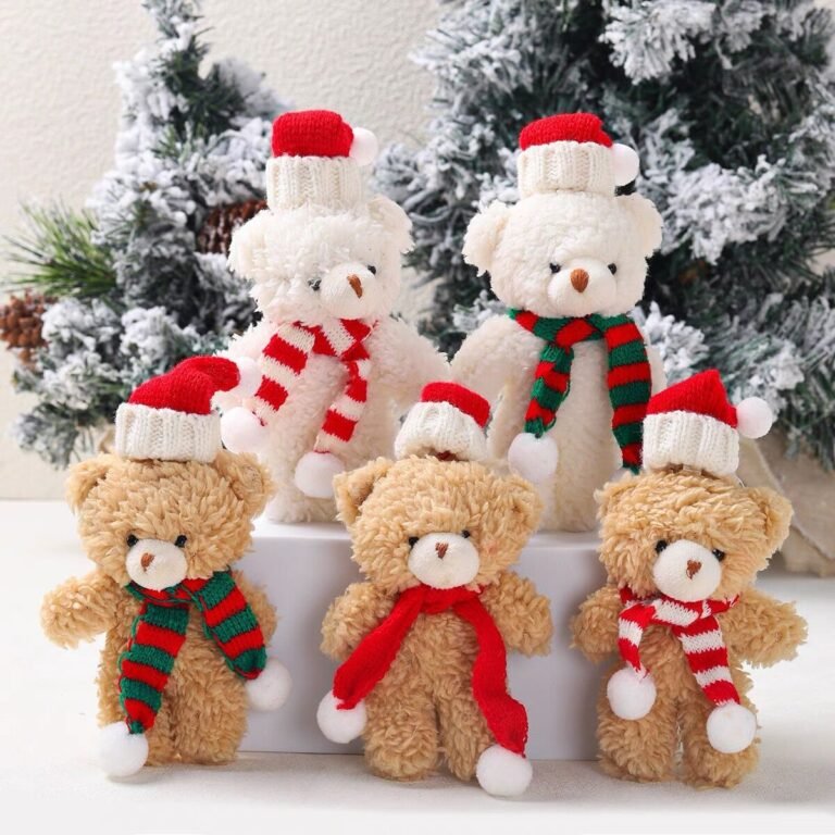 Classic Christmas Teddy Bear Plush Ornaments